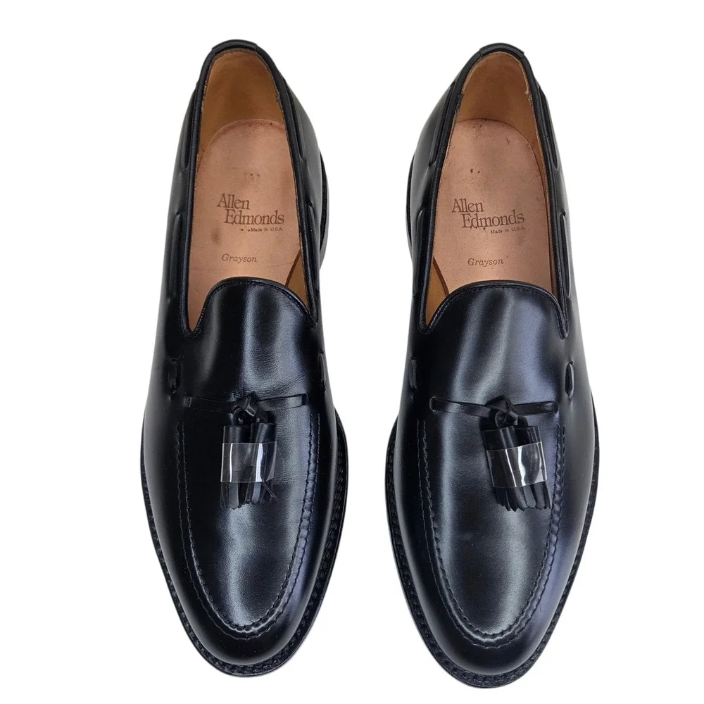 Allen Edmonds Grayson Black Leather Tassel Loafers Mens 9 NWOB